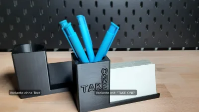 Vergleichsbild mit Beschriftung: links die Variante ohne Text, rechts die mit TAKE ONE
